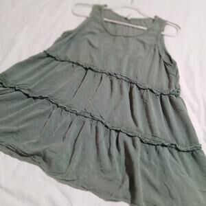 Blush large swing tiered moss/sage green sleeveless top ruffled seam